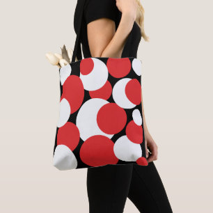 Schwarze, weiße und rote Polka-Punkte Tasche
