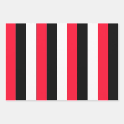 Schwarze, weiße und rote Streifen Geschenkpapier Set (Vorderseite 3)