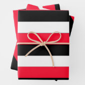 Schwarze, weiße und rote Streifen Geschenkpapier Set (Beispiel)