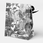 Schwarze, weiße, Vintage Blütenmonogramm Geschenkschachtel (Rückseite)