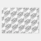 Schwarze, weiße Weihnachtstypografie und Weihnacht Geschenkpapier Set (Vorderseite 3)