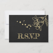 Schwarze, weißgoldfarbene RSVP-Karte RSVP Karte (Rückseite)
