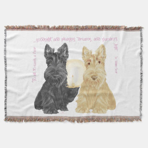 Schwarze & Weizenfarbene Gute-Nacht-Scotties Decke