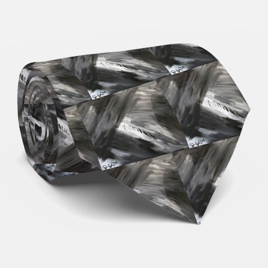 SCHWARZE WELLEN KRAWATTE (Gerollt)