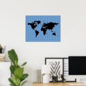 Schwarze Welt mit Musikmuster Poster (Heimbüro)