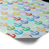 Schwarze Weltkarte, Anker und Kompass-Rose Poster (Ecke)