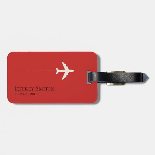 Schwarze Weltkarte für Rote Reisen Gepäckanhänger (Rückseite horizontal)