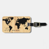 Schwarze Weltkarte Gepäckanhänger (Vorderseite horizontal)