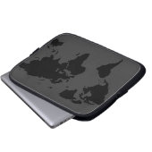 schwarze Weltkarte Laptopschutzhülle (Vorne Knopf)