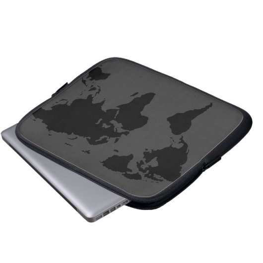 schwarze Weltkarte Laptopschutzhülle (Vorne Knopf)