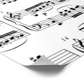 schwarze Weltkarte mit musikalischen Noten Poster (Ecke)