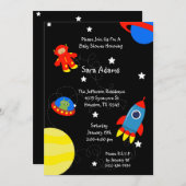 Schwarze Weltraum-alien-12x18 Einladung (Vorne/Hinten)