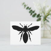 Schwarze Wespe-Silhouette Postkarte (Stehend Vorderseite)