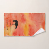 Schwarze Western-PferdeSilhouette auf Watercolor Badhandtuch Set (Handtuch)