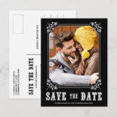 SCHWARZE WESTERN-TYPOGRAFIE SAVE THE DATE POSTCARD ANKÜNDIGUNGSPOSTKARTE (Vorne/Hinten)