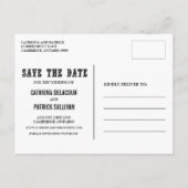 SCHWARZE WESTERN-TYPOGRAFIE SAVE THE DATE POSTCARD ANKÜNDIGUNGSPOSTKARTE (Rückseite)