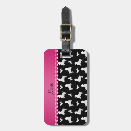 Schwarze Westhochland-weißes Terrier-Namenshunde Gepäckanhänger (Vorderseite vertikal)