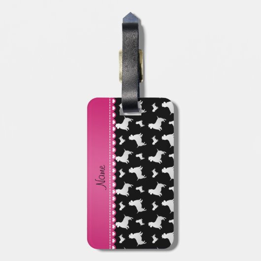 Schwarze Westhochland-weißes Terrier-Namenshunde Gepäckanhänger (Rückseite vertikal)