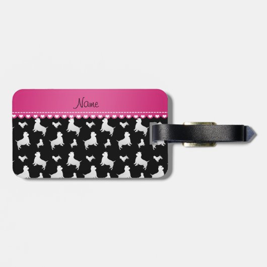 Schwarze Westhochland-weißes Terrier-Namenshunde Gepäckanhänger (Rückseite horizontal)