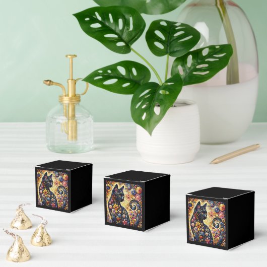 Schwarze Whimsikkatze Abstrakte Blumenmalerei Kuns Geschenkschachtel (Zahlreiche)