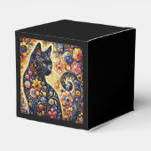 Schwarze Whimsikkatze Abstrakte Blumenmalerei Kuns Geschenkschachtel (Rückseite)