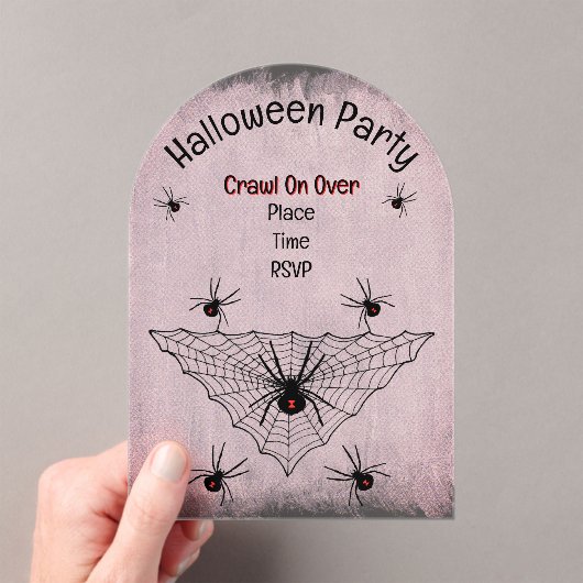 Schwarze Widow Spiders Web Red Tinge Acryleinladungen (Insitu (Handheld))