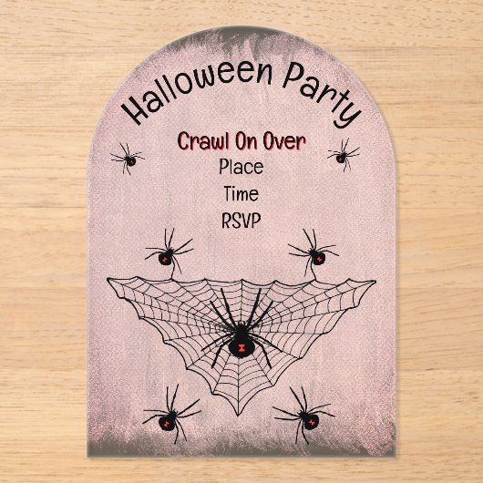 Schwarze Widow Spiders Web Red Tinge Acryleinladungen (Vorderseite)