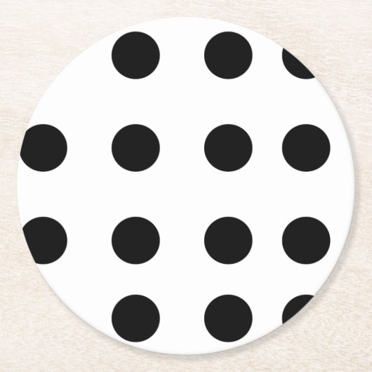 Schwarze Wiederholungspunkte Runder Pappuntersetzer (Vorderseite)