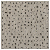 Schwarze Wikingrunen Muster Weiße graue Rückseite Stoff (Nahaufnahme)