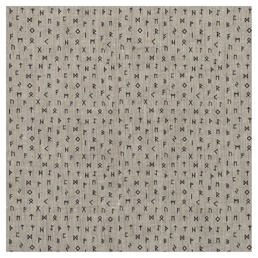 Schwarze Wikingrunen Muster Weiße graue Rückseite Stoff (Muster)