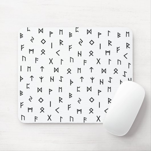 Schwarze Wikingrunnen auf weißem Hintergrund Mousepad (Mit Mouse)