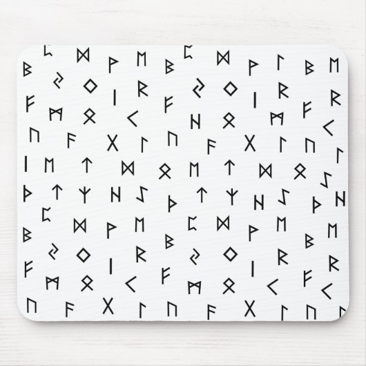 Schwarze Wikingrunnen auf weißem Hintergrund Mousepad (Vorne)