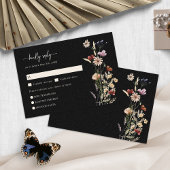 Schwarze Wildblume Boho RSVP-Karte RSVP Karte