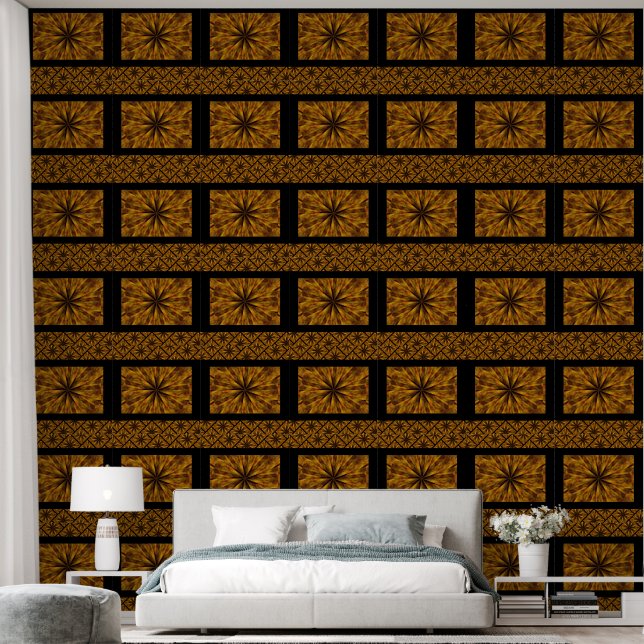 Schwarze Wildblume in Gold Tapete (Schlafzimmer)