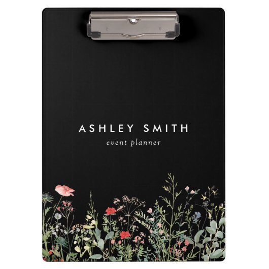 Schwarze Wildblume Klemmbrett (Vorderseite)