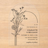 Schwarze Wildblume Moderne Minimalistische Arch-Ho Acryleinladungen (Vorderseite)