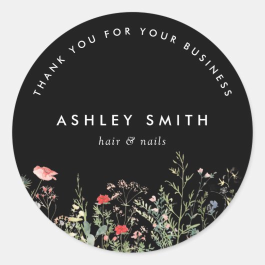 Schwarze Wildblume Runder Aufkleber (Vorderseite)