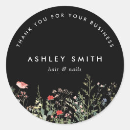 Schwarze Wildblume Runder Aufkleber