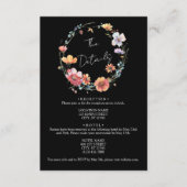 Schwarze Wildblume Wreath Sommer Hochzeitdetails Begleitkarte (Vorderseite)