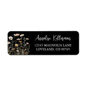 Schwarze Wildblumen-Blumen-Rücksendeadresse (Vorne)