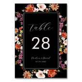 Schwarze Wildblumen Botanische Hochzeit Tischnummer (Vorderseite)