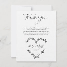 Schwarze Wildblumen Herz für Hochzeit Dankeskarte