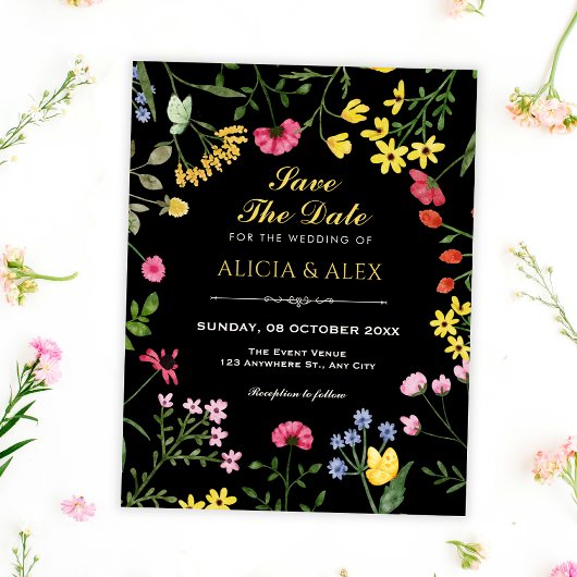 Schwarze Wildblumen  Save The Date