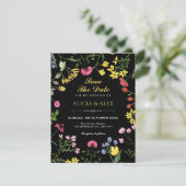 Schwarze Wildblumen  Save The Date (Stehend Vorderseite)
