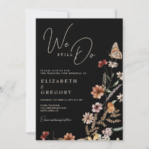 Schwarze Wildblumen Wir geloben Erneuerung Einladung