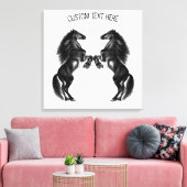 Schwarze Wildpferde - Drucken - Ihr Text Leinwanddruck (Insitu (Wohnzimmer))