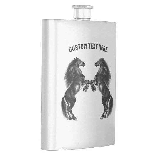 Schwarze Wildpferde - Ihr Text Flachmann (Rechts)