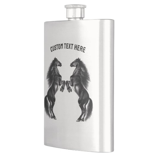 Schwarze Wildpferde - Ihr Text Flachmann (Links)