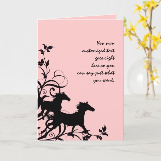 Schwarze Wildpferde Karte (Gelbe Blume)