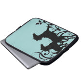 Schwarze Wildpferde Laptopschutzhülle (Vorne Knopf)